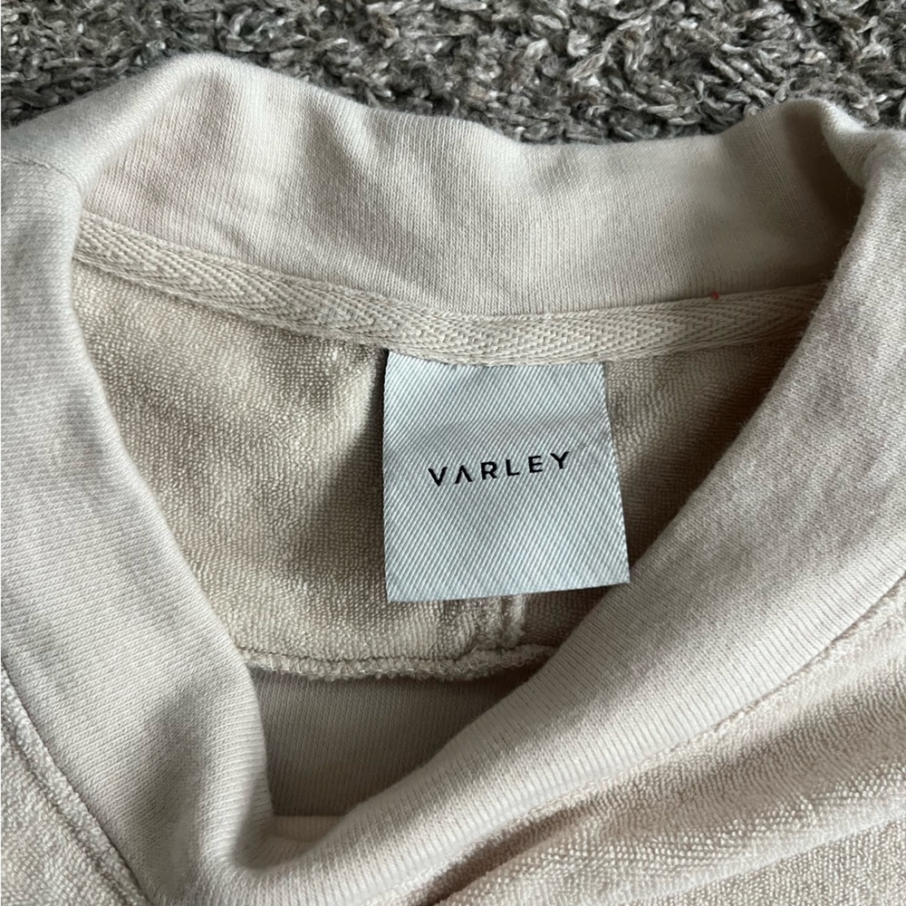 Varley Crewneck Terry Sweatshirt Cream Small Athleisure Oversized - Picture 3 of 7